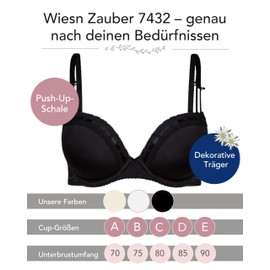 SUSA Women's Damen Push Dirndl-BH 7432 Bra, Black (Schwarz 004), 36A