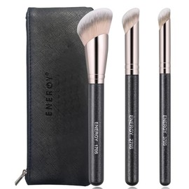 ENERGY-Juego de brochas de maquillaje en ángulo, brochas veganas para base de maquillaje en polvo, bronceador, contorno de nariz, corrector, brocha de maquillaje para crema líquida, fijadores, polvos,