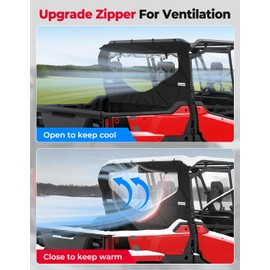 KEMIMOTO UTV Zippered Rear Window, Reflective Strips Design Back Window Compatible with Pioneer 1000 3P 6P 2016-2025 Water-Resistant Mid Panel Replace #0SR95-HL8-211B 1000 6 Accessories