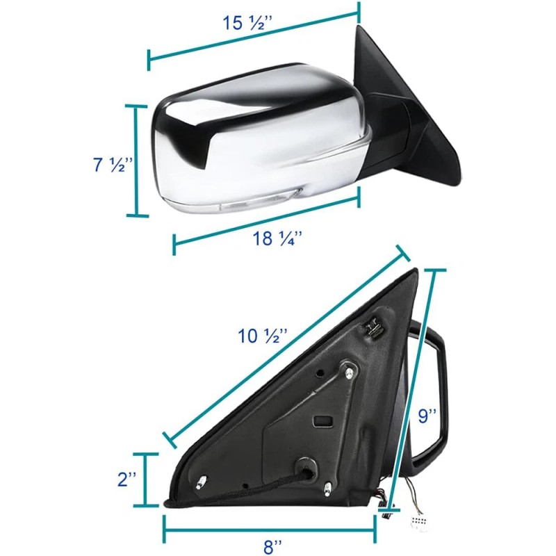 Cahuczlhoz For 2013-2019 Dodge Ram 1500 Chrome Power Folding Heated