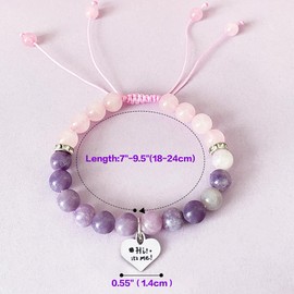 Dupamind Charm Bracelet for Women, Friendship Bracelet for Girls, Natural Stone, Ideal Gifts for Fans, Daughter, Granddaughter, Pink&Purple