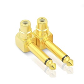 KUYIOHIFI RCA to 1/4" Audio Adapter, 90 Degree 6.35mm Mono Plug Male to RCA Female Connectors (2 Pack)