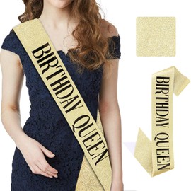 CIEHER Gold Birthday Sash Birthday Queen Sash It's My Birthday Sash Birthday Sashes for Women Glitter Fabric Sash for Birthday Decorations