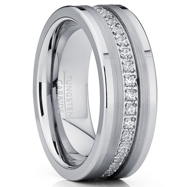 Metal Masters Co. Tungsten Carbide Wedding Band Eternity Ring, Cubic