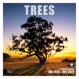 RED EMBER Trees 2025 Hangable Monthly Wall Calendar | 12" x 24" Open | Thick & Sturdy Paper | Giftable