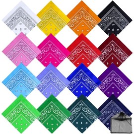 16 count Paisley Bandanas Cowboy Bandana Handkerchiefs Paisley Print  Wrap Scarf, Assorted 16 Colors