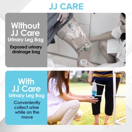 JJ CARE Urinary Drainage Leg Bag - Pack of 3 Catheter Leg Bag, 1000 ml Capacity Anti-Reflux Valved Disposable Foley Catheter Bags for Men with 18" Drainage Tube & Stepped Connector