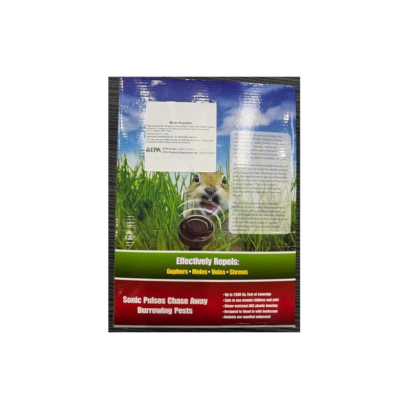 Solar Powered Mole Repellent 10 Pack - Waterproof Pest Control