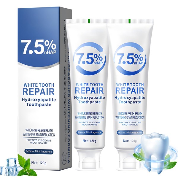 2PCS Hydroxyapatite Toothpaste for Protecting Tooth Enamel, Fluoride-Free Formula with