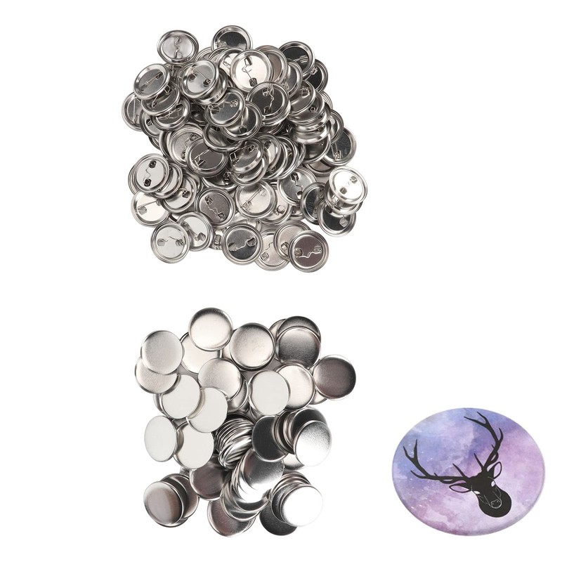 100 Sets Blank Button Making Accessories, Round Badges, Button Parts,