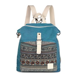 EVEOUT Vintage Unisex Casual Canvas College Shoulder Backpack Women and Men Laptop Backpack for Work School Travel Hiking Camping Daypacks, D-blue, Unique