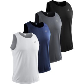 NELEUS 4 Pack Men's Gym Shirts Sleeveless Athletic Workout Tank Tops,5175,Black, Grey, Navy Blue, White,US S
