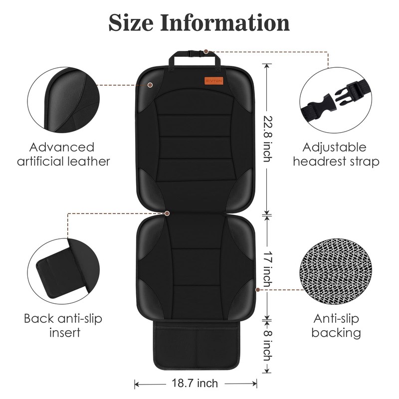 Siivton Car Seat Protector for Child Seat Cushion for Leather