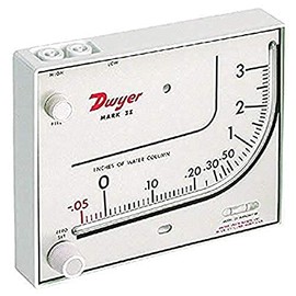 Dwyer® Liquid Filled Wall Mount Manometer, Mark II 25, 0-3" w.c., 3% Accuracy