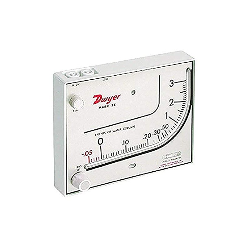 Dwyer® Liquid Filled Wall Mount Manometer, Mark II 25, 0-3"
