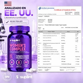 Vitaminas para Mujer con Colágeno Hidrolizado, Inositol, Biotina, Ácido Fólico y Complejo B – Multivitamínico Mujer 23 Nutrientes – Suplemento Diario 