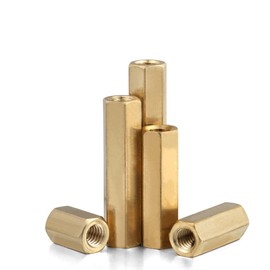 MACHSWON 50 PCS Hexagonal Internal Thread Two-Way Copper Column M3*24mm Hex Brass Spacer Standoff Screw Nut Threaded Hexagon Pillar Copper Column