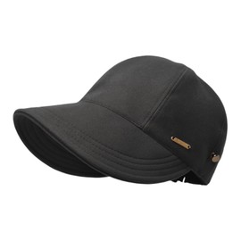 Qzkouma SHU-80 Women's Hat, Autumn and Winter Cap, Mask Hook, Elastic Cord, Adjustable Size, Wide Brim, Ears Painless Goods, Black