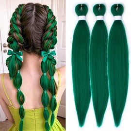 Beauday 24 Inch Green Pre Stretched Braiding Hair Extensions