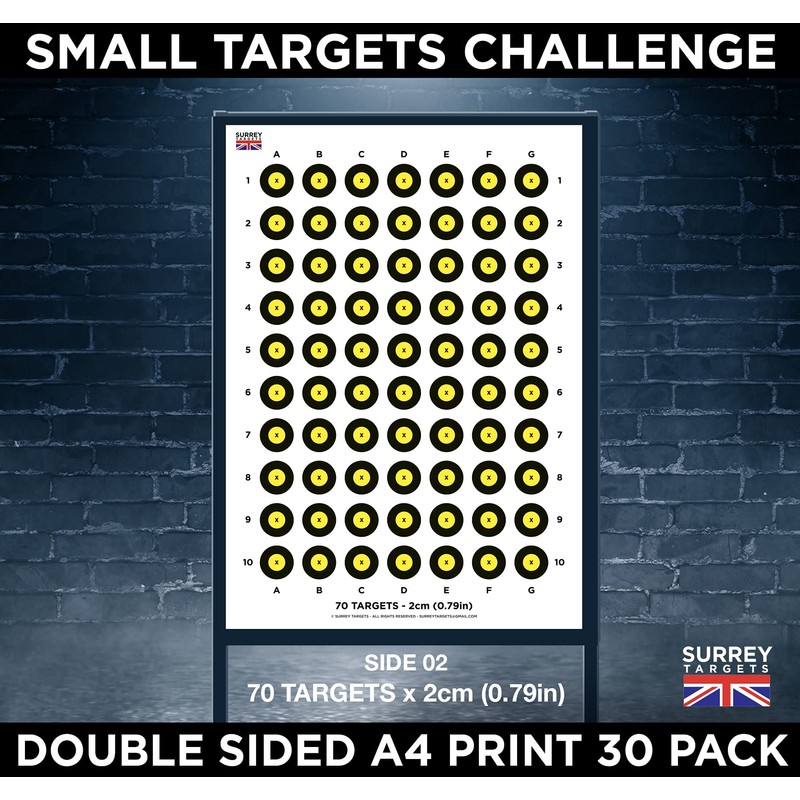 Surrey Targets 3cm & 2cm Shooting Targets A4 Sheets Airsoft