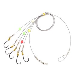 Fishing Hook Rigs with 49 Strands Steel Leaders-Saltwater Surf Fishing Tackle Kit Heavy Duty Hooks 7 * 7 Strands Steel Wire with Nylon-Coating Leader