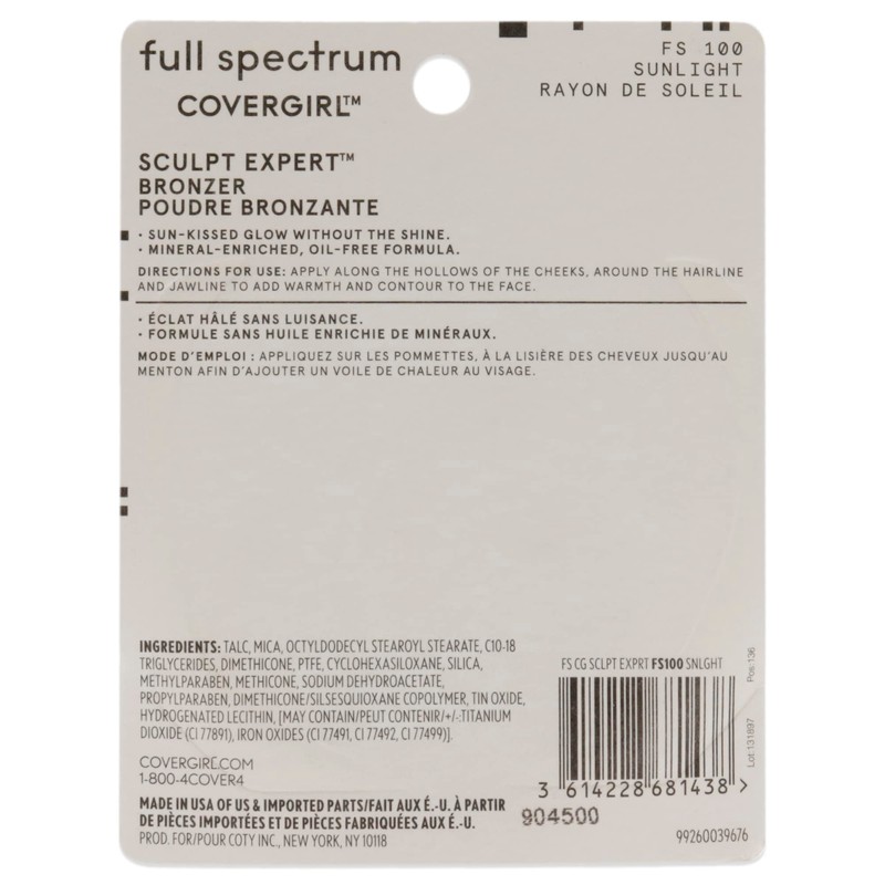 CoverGirl Sculpt Expert Bronzer - 100 Sunlight For Women 0.39