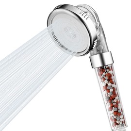 Keycozy Filtered Handheld Shower Head, High Pressure 3 Spray Settings Showerhead for Saving Water, Water Softener Shower Head with Mineral Beads to Remove Chlorine & Fluoride for Dry Hair & Skin