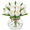 DILATATA Tulips Artificial Flowers in Vase White Fake Flowers Centerpiece