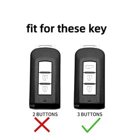 Happyit Zinc Alloy Car Key Cover Key Fob Cases Compatible with Mitsubishi Lancer Outlander ASX Eclipse Cross Pajero Shogun 2/3 Buttons (Silver+Square Buckle+3B)