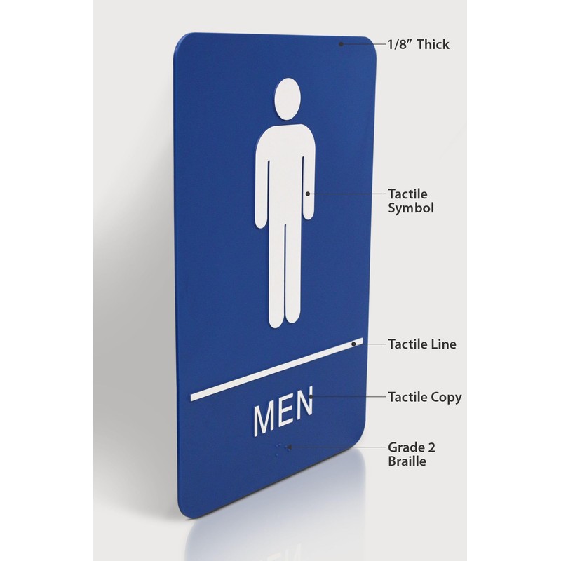 Headline Sign 5209 ADA Men's Restroom with Tactile Graphic, 6-Inch
