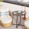VECELO Patio Outdoor Side Snack Table,Small Round Anti-Rust Metal Style