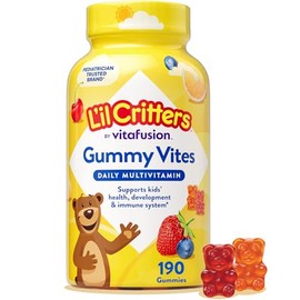 L'il Critters Gummy Vites Kids Multivitamin Gummies – Daily Vitamins with Vitamin C & D, Assorted Fruit Flavors, Nutritional Support for Kids Ages 2+, 190 Gummies