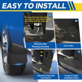 Ford F-150 Mud Flaps 2024 2023 2022 2021 (Set of 4) | Drilling Required Front & Rear Splash Guards | Fits Narrow Fenders | PP+TPE Material | Not for Raptor/Lightning/Fender Flares