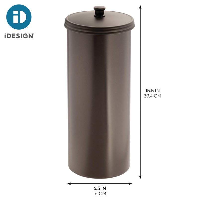 iDesign Freestanding Bathroom Toilet Paper Storage Holder with Lid for