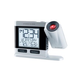 La Crosse Technology 2.5 in. Silver Atomic Projection Alarm Clock LCD Plug-in