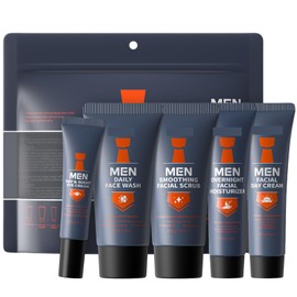 Men Skincare Set 5PCS, Hydrating Set for Men, Face Wash & Day Cream & Moisturizer & Eye Cream & Face Scrub
