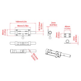 6in Sliding Bolt Gate Latch Keyless Entry Door Lock，Door Security Metal Lock Heavy Duty Slide Latches Outdoor Doors Latches with Padlock Hole Hardware for Wooden Fences Barn Doors (black-2PCS-6in)