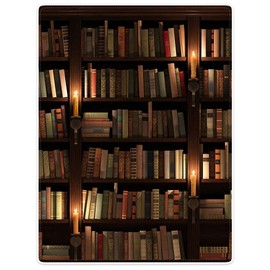 XSMEI Vintage Library Blanket Soft Warm Flannel Plush Throw Blankets Vintage Bookshelf with Candle Lighting,60 x 80 Inch