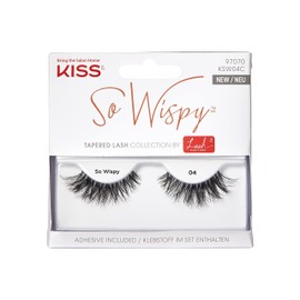 Kiss Lash Couture So Wispy Collection 1 Pair of Volumizing Fake Lashes, Style 04, with Tapered Ends and Aloe Infused Lash Glue