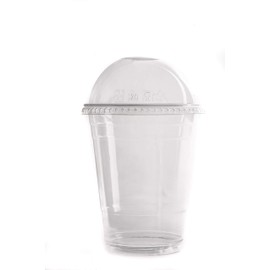 EcoQuality Plastic Disposable Dome Lids for Standard Sized PET Cup 12-24oz - Crystal Clear Cup Lids for any Sized 98mm PET Plastic Cups - Smoothie Iced Drinks Frappe, Ice Coffee, Whipped Cream (150)