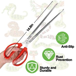 Vodolo Snake Feeding Tongs,15 Inch Reptile Feeding Tongs,Extra Long Large Tweezers for Corn Ball Python Accessories,Bearded Dragon Reptile Gecko Tank Accessories Terrarium Supplies