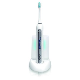 Pyle Wave Rechargeable Electric Toothbrush - w/ 3 brush mode, UV Light, 2 min timer, 2 Oral Brush Heads, Charging Dock Holder - for Kids, Teens, Adults