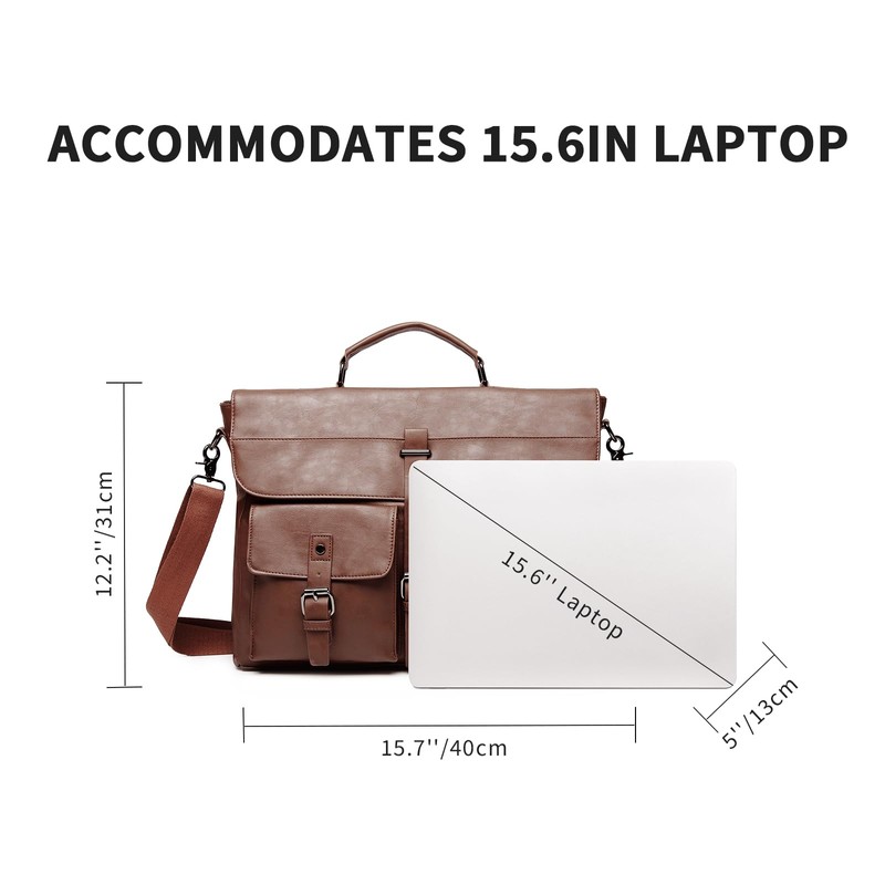 Leather Messenger Bag for Men,Vintage Mens Laptop Bag Water Resistant