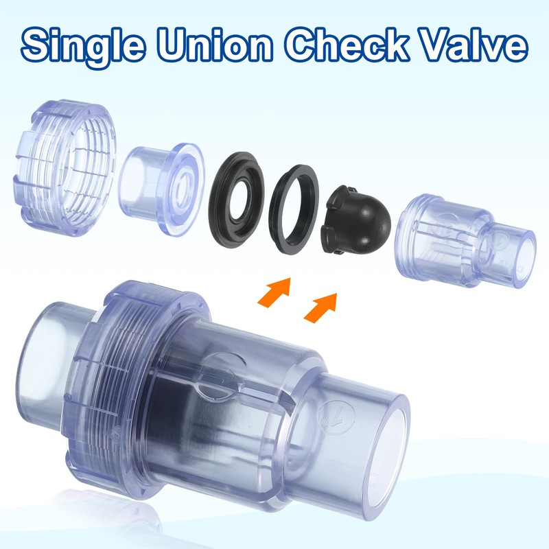 sourcing map UPVC Check Valve, 32mm ID Single Union Check