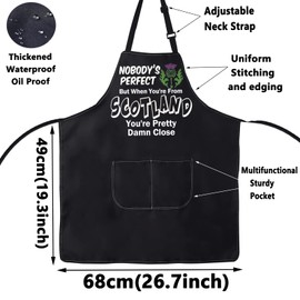 WZMPA Funny Scotland Adjustable Kitchen Aprons With Pockets Scottish Thistle Gifts Scotland Chef Aprons For Cooking Baking, Scotland Apron, Medium