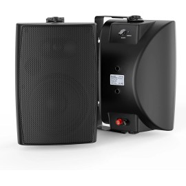 Herdio 2X5.25" Outdoor Bluetooth Speakers Waterproof Wall Mount 300W TWS Stereo - Black, 5.25 IN