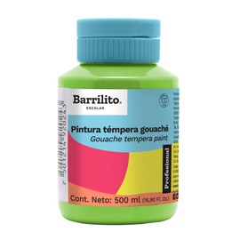 Barrilito Pintura témpera gouaché bote con 500 ml, color verde hoja. Paquete de 1. TG510