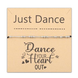 PLITI Just Dance Morse Code Bracelet Dance Lover Gift Dance Team Gift Dance Your Heart Out Inspirational Gift For Dancer (Just Dance Morse bgU)