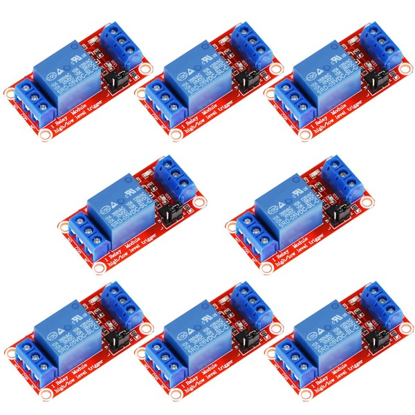 8pcs 5V 1-Channel Relay Module with Optocoupler Isolation Supports High