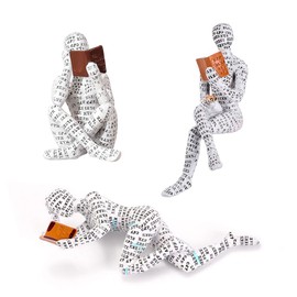 Modern Reading Woman Figurine - Home Decor Pulp Thinker Statu, Reading Women Sculpture Decoration for Home, Office, Living Room and Bookworms Abstract Thinker Statue for Shelf, Desk or Table (D)